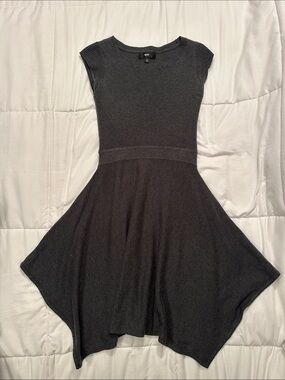 Chic Charcoal Knit Fit-and-Flare Dress
